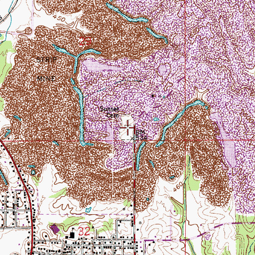 Topographic Map of Sunset Cemetery, IN
