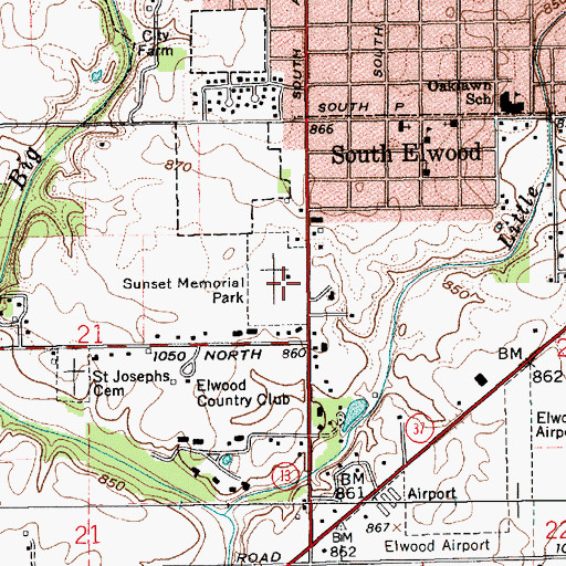 Topographic Map of Sunset Memorial Park, IN