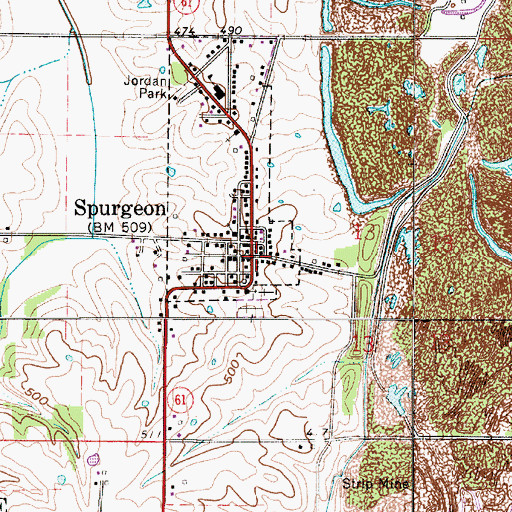 Topographic Map of Spurgeon, IN