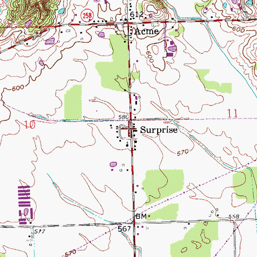 Topographic Map of Surprise, IN