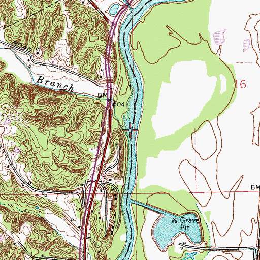 Topographic Map of Susans Branch, IN