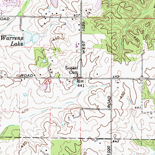 Topographic Map of Susett Cemetery, IN