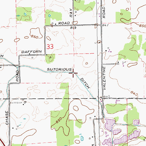 Topographic Map of Sutorious Ditch, IN