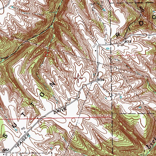 Topographic Map of Sutton Ridge, IN