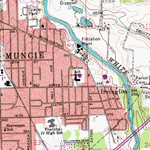 Topographic Map of Sutton Elementary School, IN
