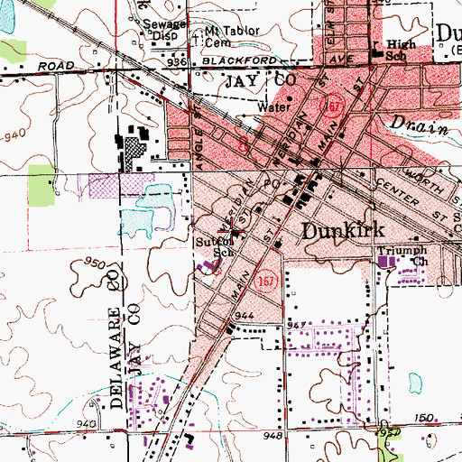 Topographic Map of Sutton School, IN