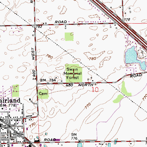 Topographic Map of Swain Memorial Forest, IN