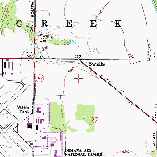 Topographic Map of Swalls, IN