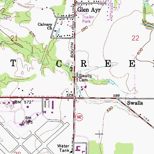 Topographic Map of Swalls Cemetery, IN