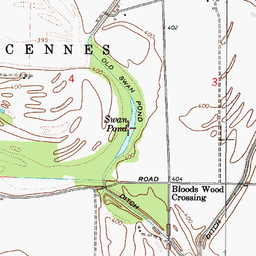 Topographic Map of Swan Pond, IN