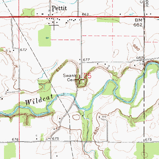 Topographic Map of Swank Cemetery, IN