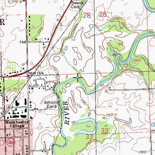 Topographic Map of Swank Creek, IN