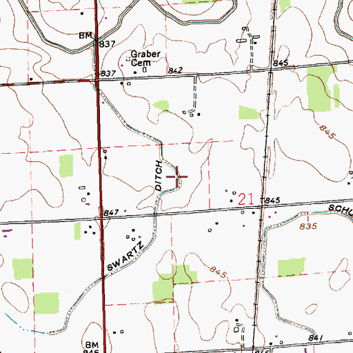 Topographic Map of Swartz Ditch, IN