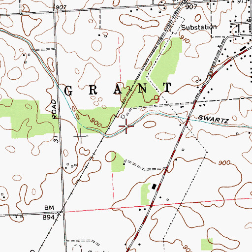 Topographic Map of Swartz Ditch, IN