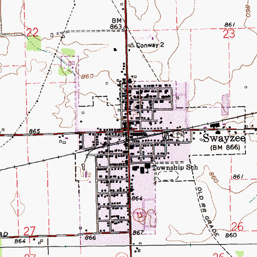 Topographic Map of Swayzee, IN
