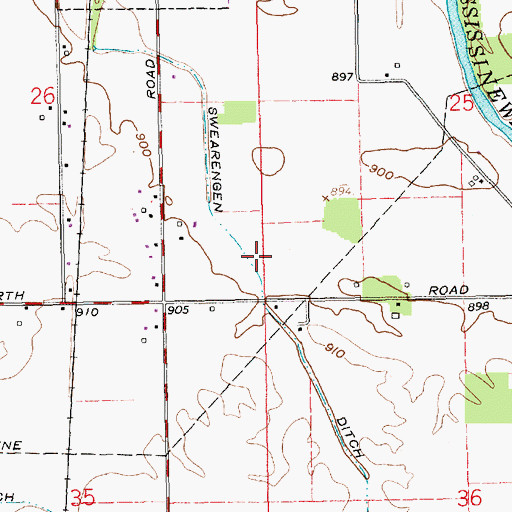 Topographic Map of Swearengen Ditch, IN
