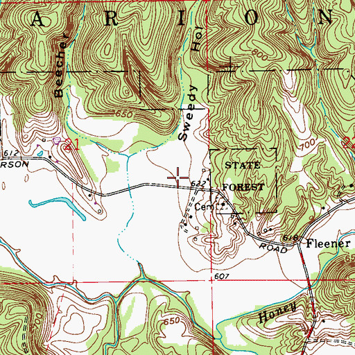 Topographic Map of Sweedy Hollow, IN