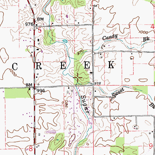 Topographic Map of Sweet Brook, IN