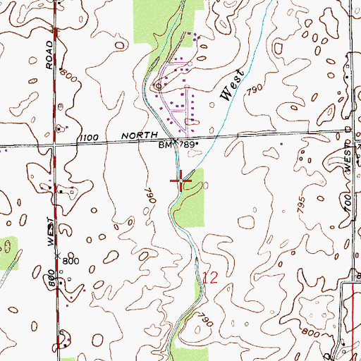 Topographic Map of Sweet Creek, IN