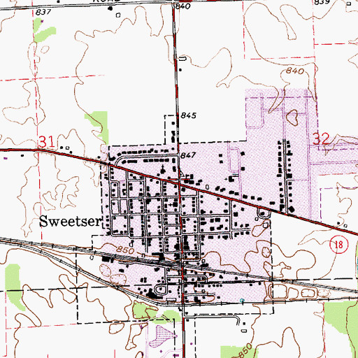 Topographic Map of Sweetser, IN