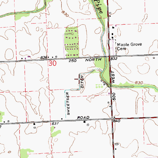 Topographic Map of Sweetser Ditch, IN