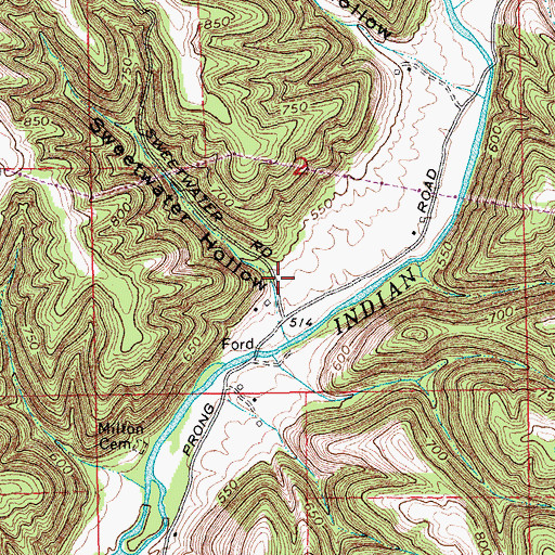 Topographic Map of Sweetwater Hollow, IN