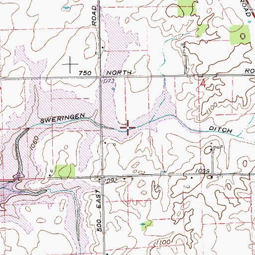 Topographic Map of Sweringen Ditch, IN