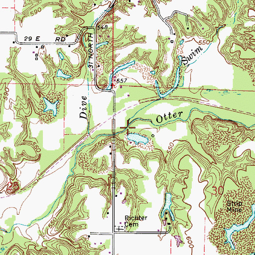 Topographic Map of Swim Brook, IN