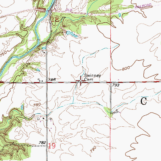 Topographic Map of Swinney Cemetery, IN