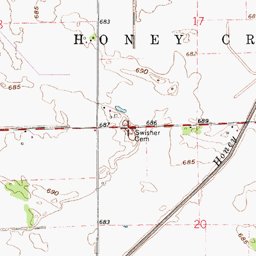 Topographic Map of Swisher Cemetery, IN