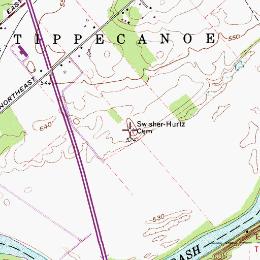 Topographic Map of Swisher - Hurtz Cemetery, IN