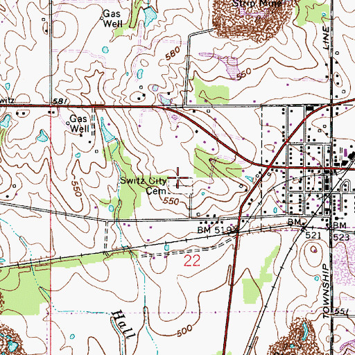 Topographic Map of Switz City Cemetery, IN