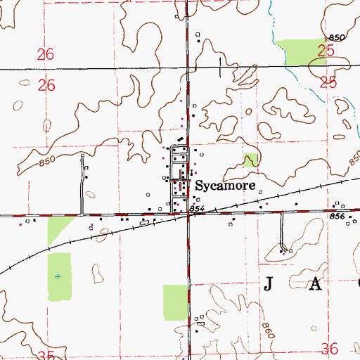 Topographic Map of Sycamore, IN