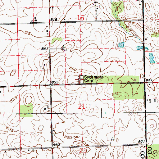 Topographic Map of Sycamore Cemetery, IN
