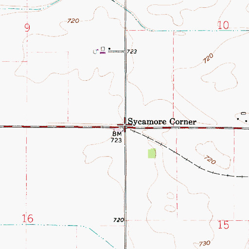 Topographic Map of Sycamore Corner, IN