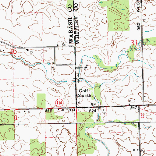 Topographic Map of Sycamore Creek, IN
