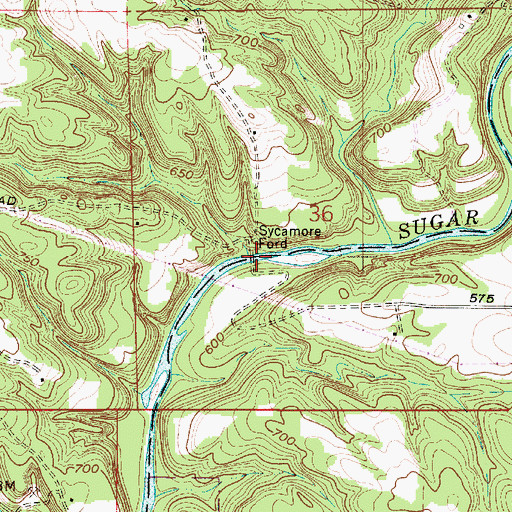 Topographic Map of Sycamore Ford, IN