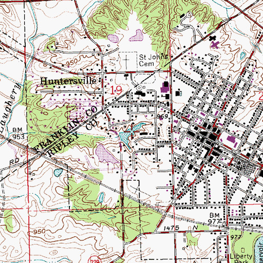Topographic Map of Sycamore Lake, IN