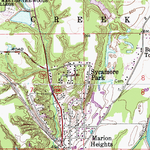 Topographic Map of Sycamore Park, IN