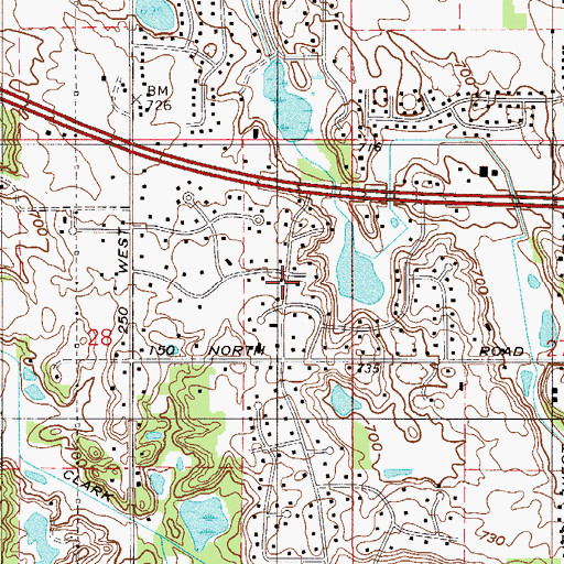 Topographic Map of Sylvan Manor, IN