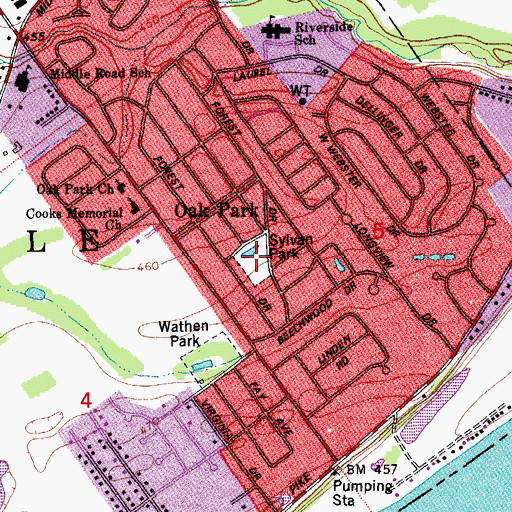 Topographic Map of Sylvan Park, IN