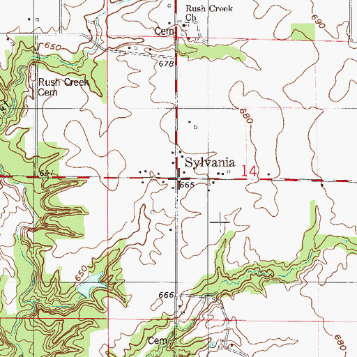 Topographic Map of Sylvania, IN