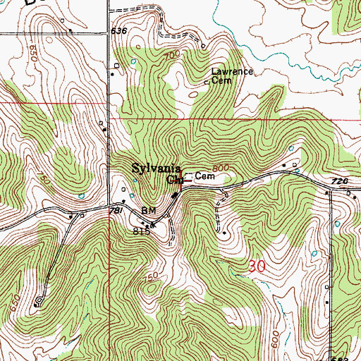 Topographic Map of Sylvania Church, IN