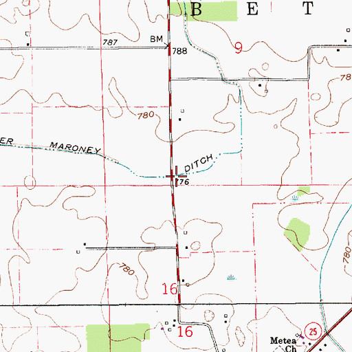 Topographic Map of Sylvester Maroney Ditch, IN