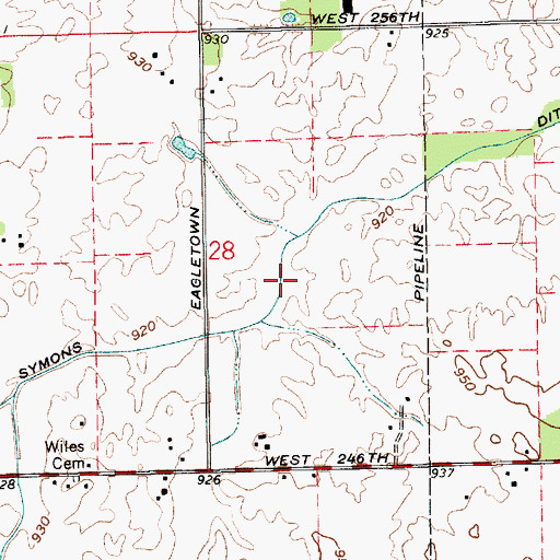 Topographic Map of Symons Ditch, IN
