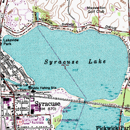 Topographic Map of Syracuse Lake, IN