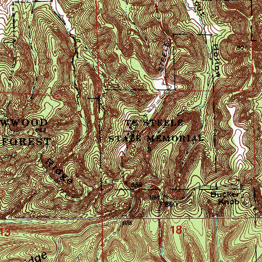 Topographic Map of TC Steele State Memorial, IN