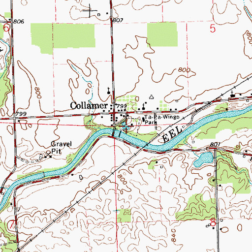 Topographic Map of T Lake, IN