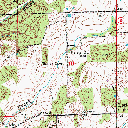 Topographic Map of Tabler Cemetery, IN