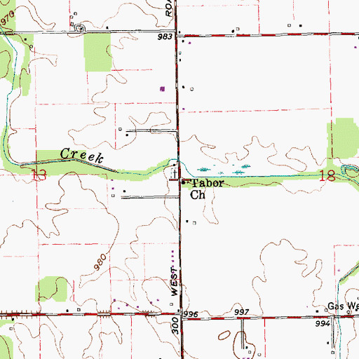 Topographic Map of Tabor Church, IN